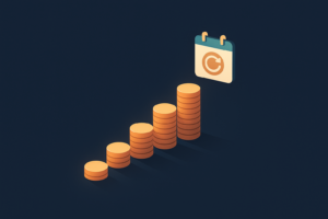 Illustration d'un escalier de pièces symbolisant la croissance du revenu récurrent mensuel