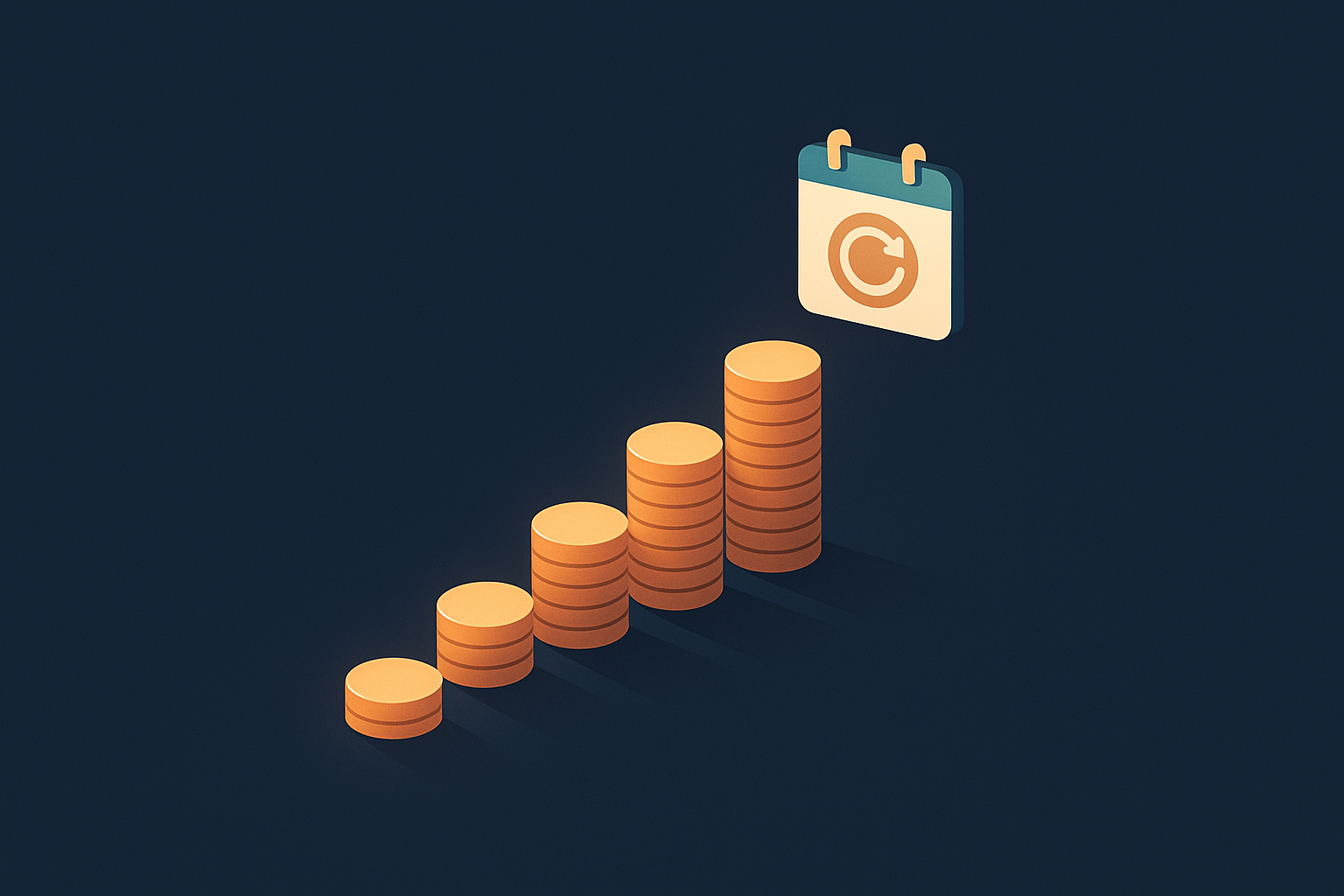 Illustration d'un escalier de pièces symbolisant la croissance du revenu récurrent mensuel