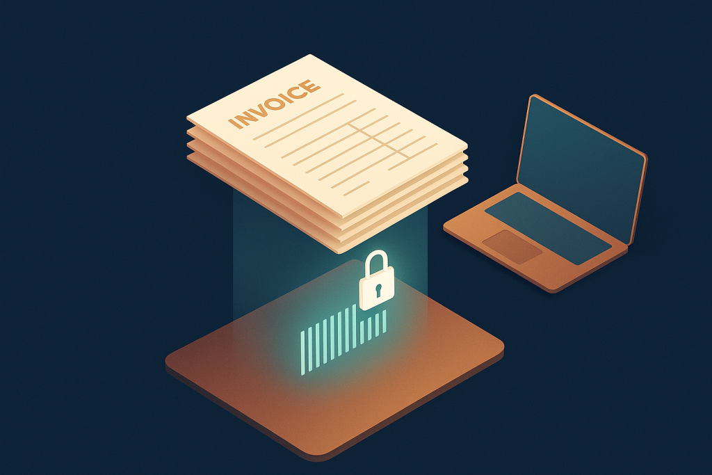 Illustration de factures électroniques Factur-X avec un code-barres numérique