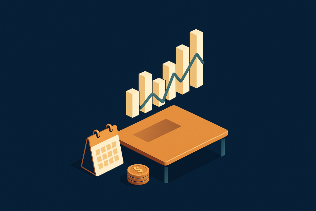 Illustration d'un bureau avec un graphique de tarification dynamique